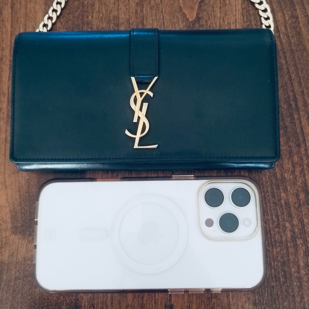 Saint Laurent Black Leather Wallet on Chain crossbody